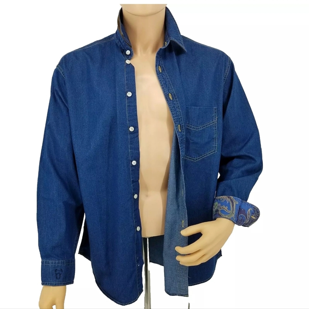 Light Weight Denim Blue Shirt Men 100% Cotton NWOT